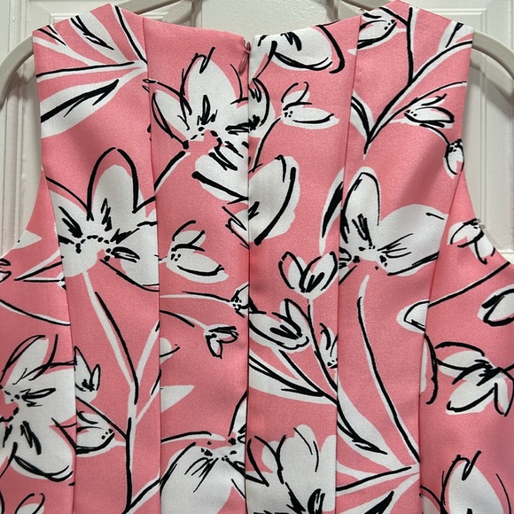 Jessica Howard Peach Abstract Floral Pleated Office All Occasion Dress sz. 6 - Picture 7 of 14